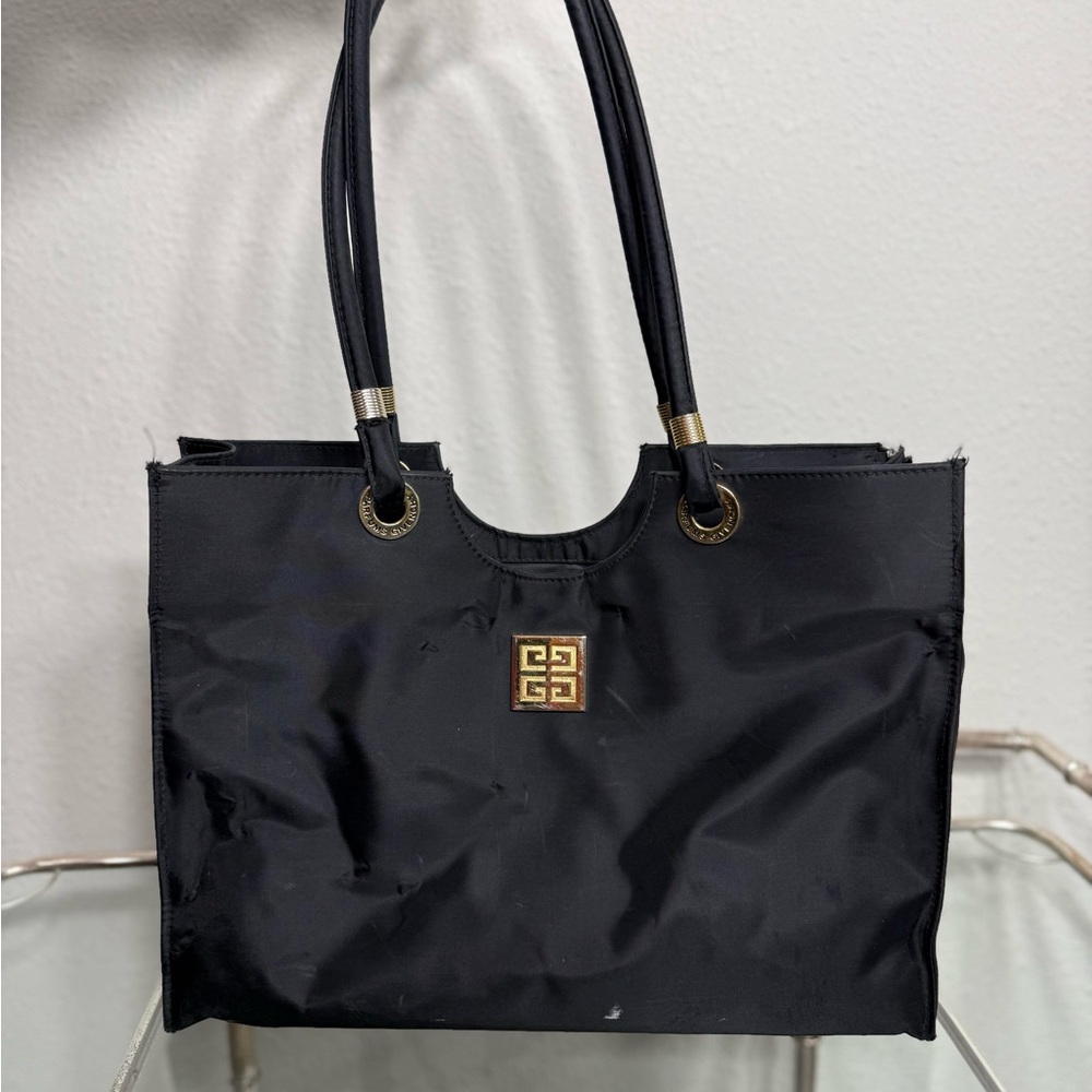 Givenchy Parfums Black Tote Bag with Structured Design and Gold Logo